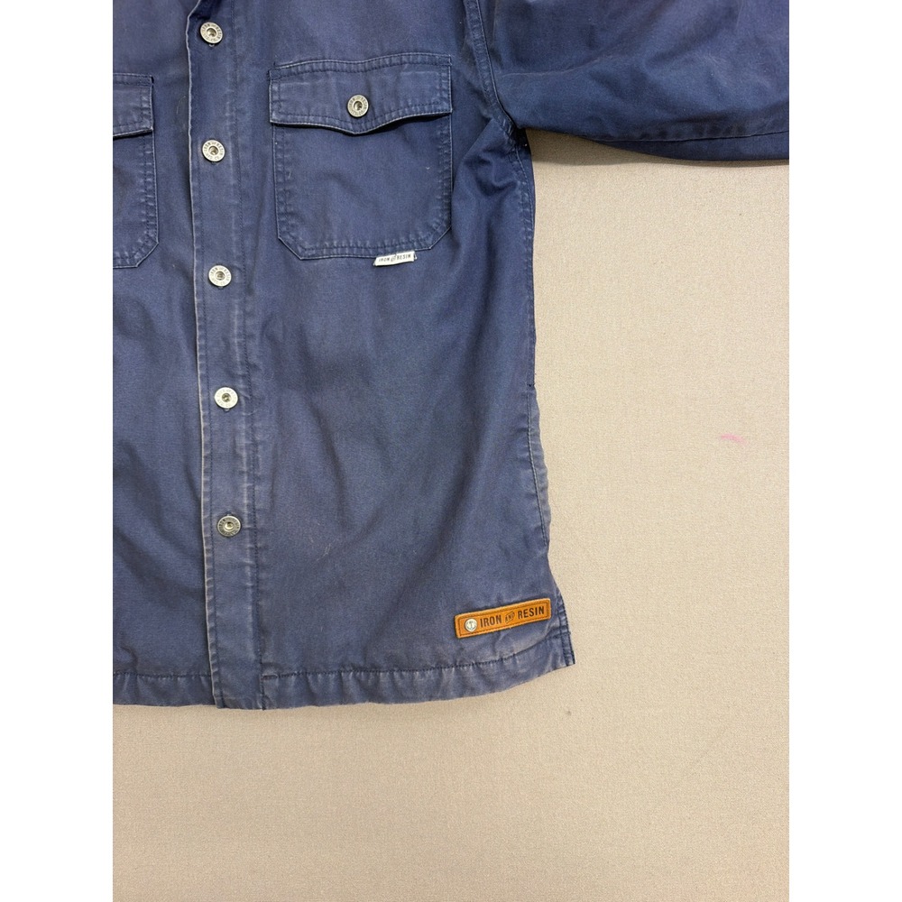 Iron and Resin Freedom Riders Navy Blue Canvas Quilted Lined Shirt Jacket Mens M - Picture 6 of 7
